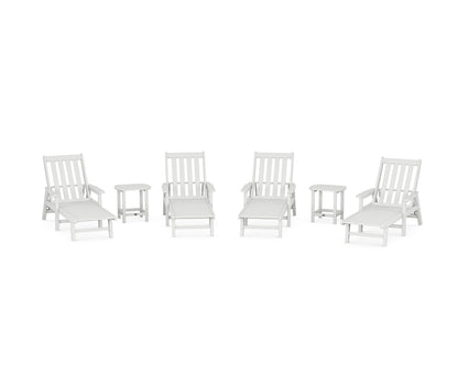 POLYWOOD® Vineyard 6-Piece Chaise with Arms Set in White