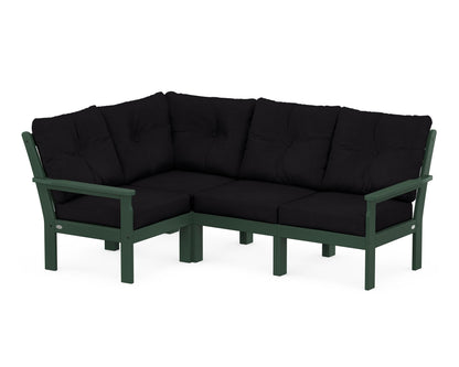 POLYWOOD® Vineyard 4-Piece Sectional in Green / Midnight Linen