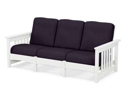 POLYWOOD® Club Mission Sofa in White / Navy Linen