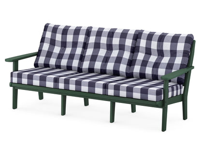 POLYWOOD® Lakeside Deep Seating Sofa in Green / Buffalo Plaid Navy