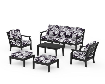 Draper James™ by  POLYWOOD® Savannah 6-Piece Lounge Sofa Set in Black / Leaf Navy