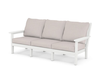 POLYWOOD® Chippendale Deep Seating Sofa in White / Dune Burlap