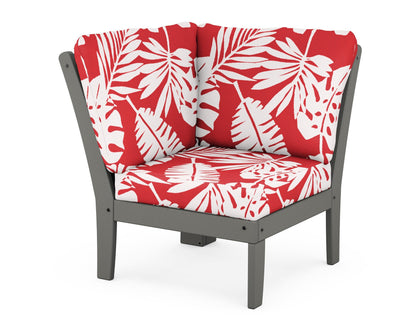 POLYWOOD® Braxton Modular Corner Chair in Slate Grey / Leaf Crimson