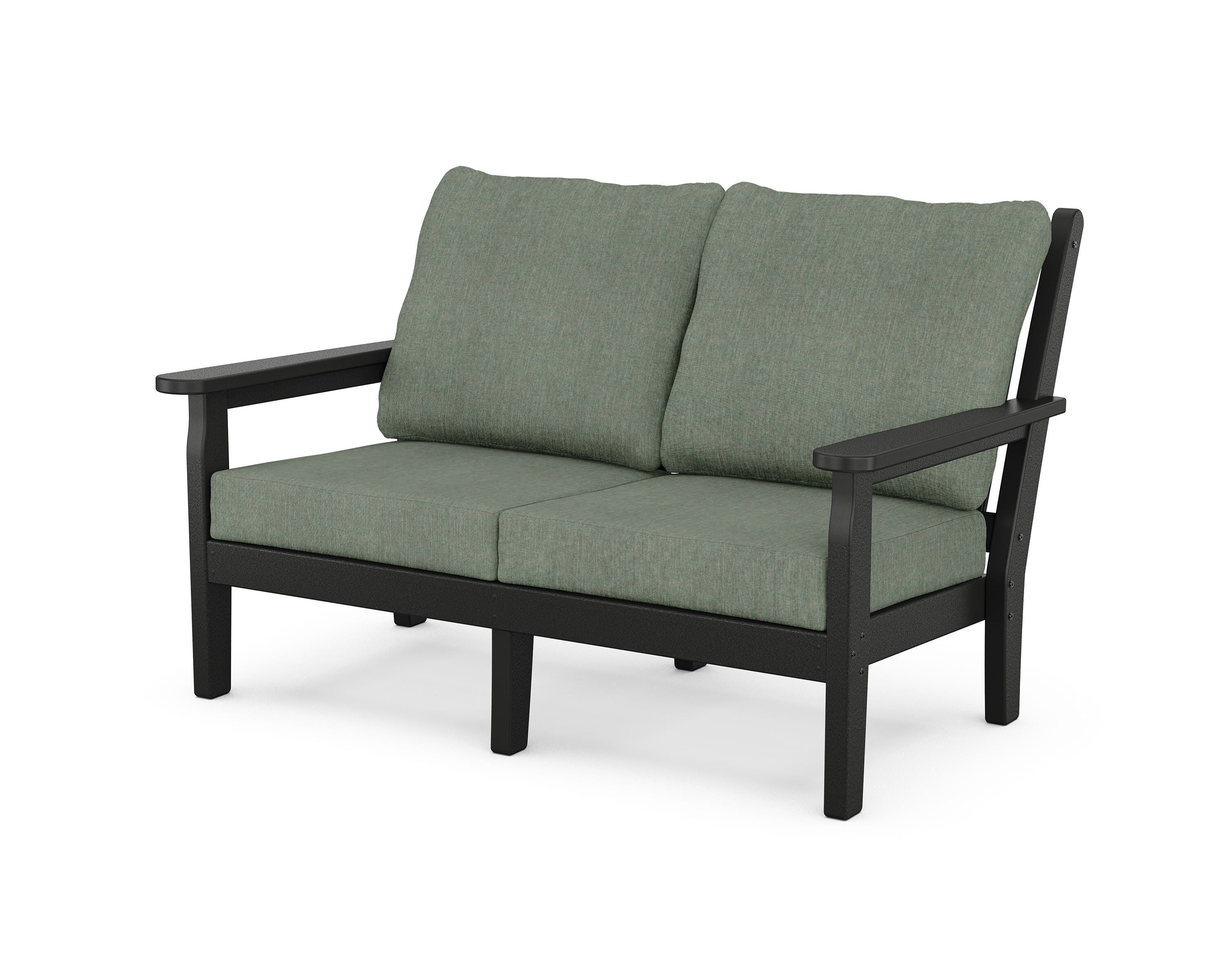POLYWOOD® Chippendale Deep Seating Loveseat in Black / Cast Sage