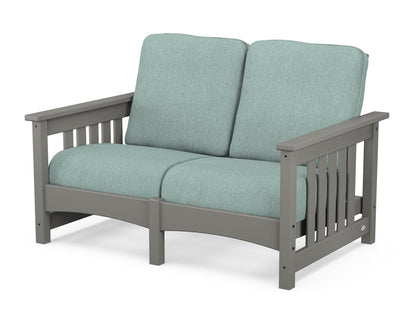 POLYWOOD® Club Mission Loveseat in Slate Grey / Glacier Spa