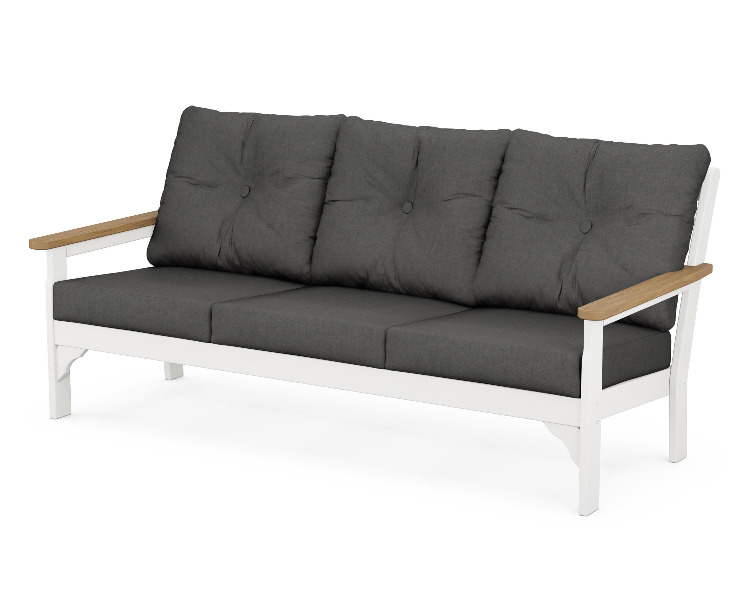 POLYWOOD® Vineyard Deep Seating Sofa in White / Natural / Spectrum Carbon