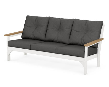 POLYWOOD® Vineyard Deep Seating Sofa in White / Natural / Spectrum Carbon
