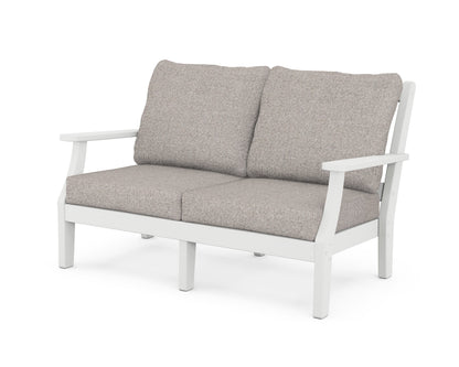 Martha Stewart by POLYWOOD® Chinoiserie Deep Seating Loveseat in White / Weathered Tweed