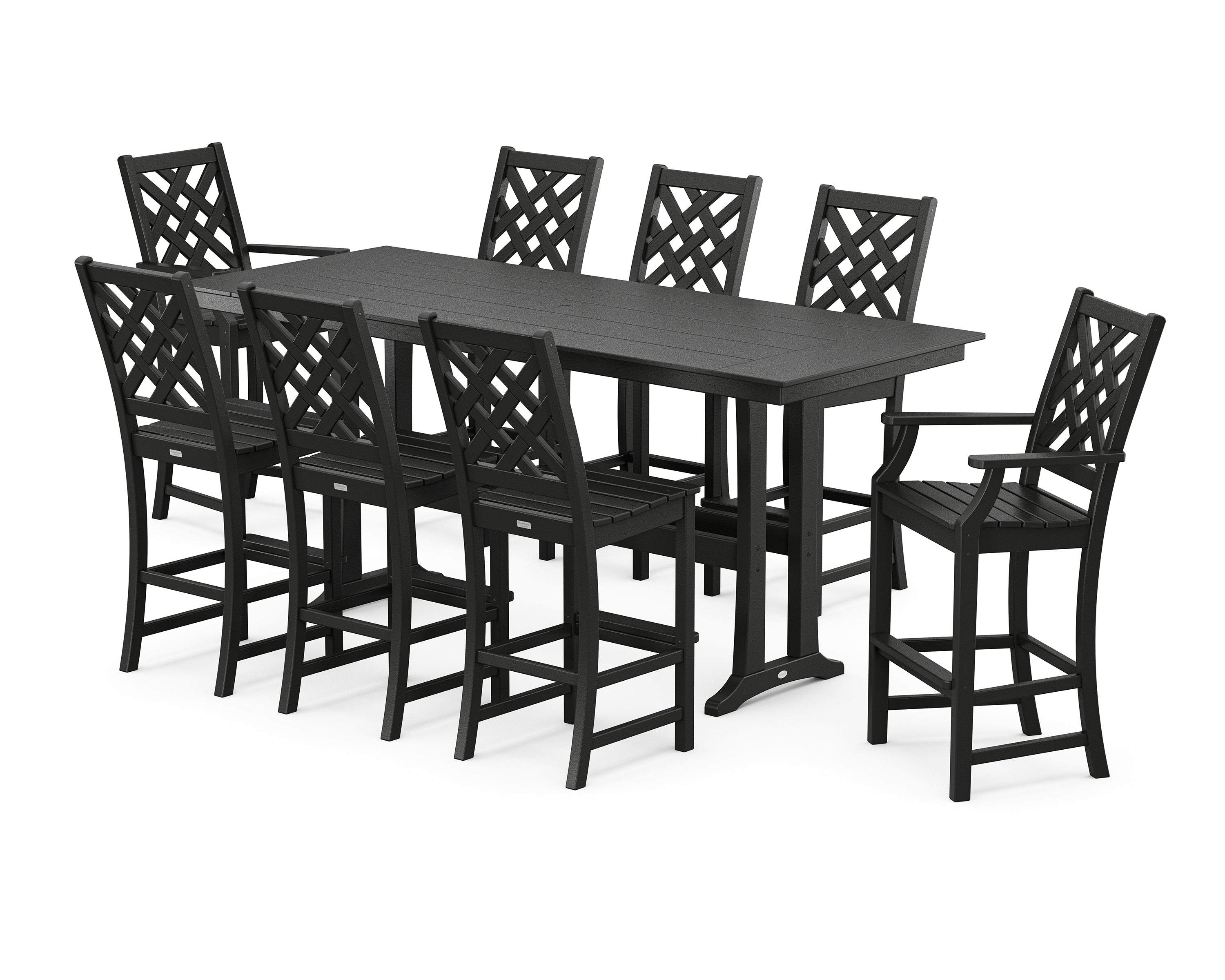 Country Living Wovendale 9-Piece Farmhouse Bar Set with Trestle Legs in Black