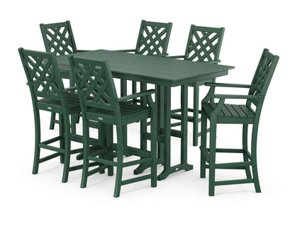 Country Living Wovendale Arm Chair 7-Piece Farmhouse Bar Set in Green