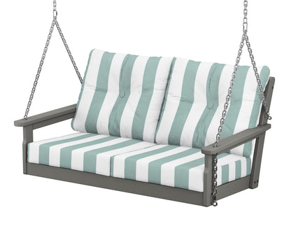POLYWOOD® Vineyard Deep Seating Swing in Slate Grey / Cabana Stripe Glacier Spa