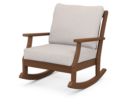 POLYWOOD® Braxton Deep Seating Rocking Chair in Teak / Dune Burlap