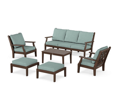 Country Living Wovendale 6-Piece Lounge Sofa Set in Mahogany / Glacier Spa