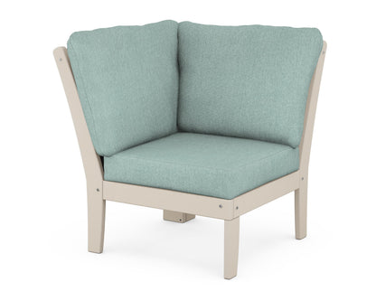 POLYWOOD® Braxton Modular Corner Chair in Sand / Glacier Spa