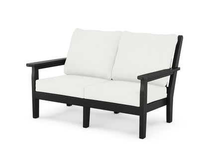 POLYWOOD® Chippendale Deep Seating Loveseat in Black / Natural Linen