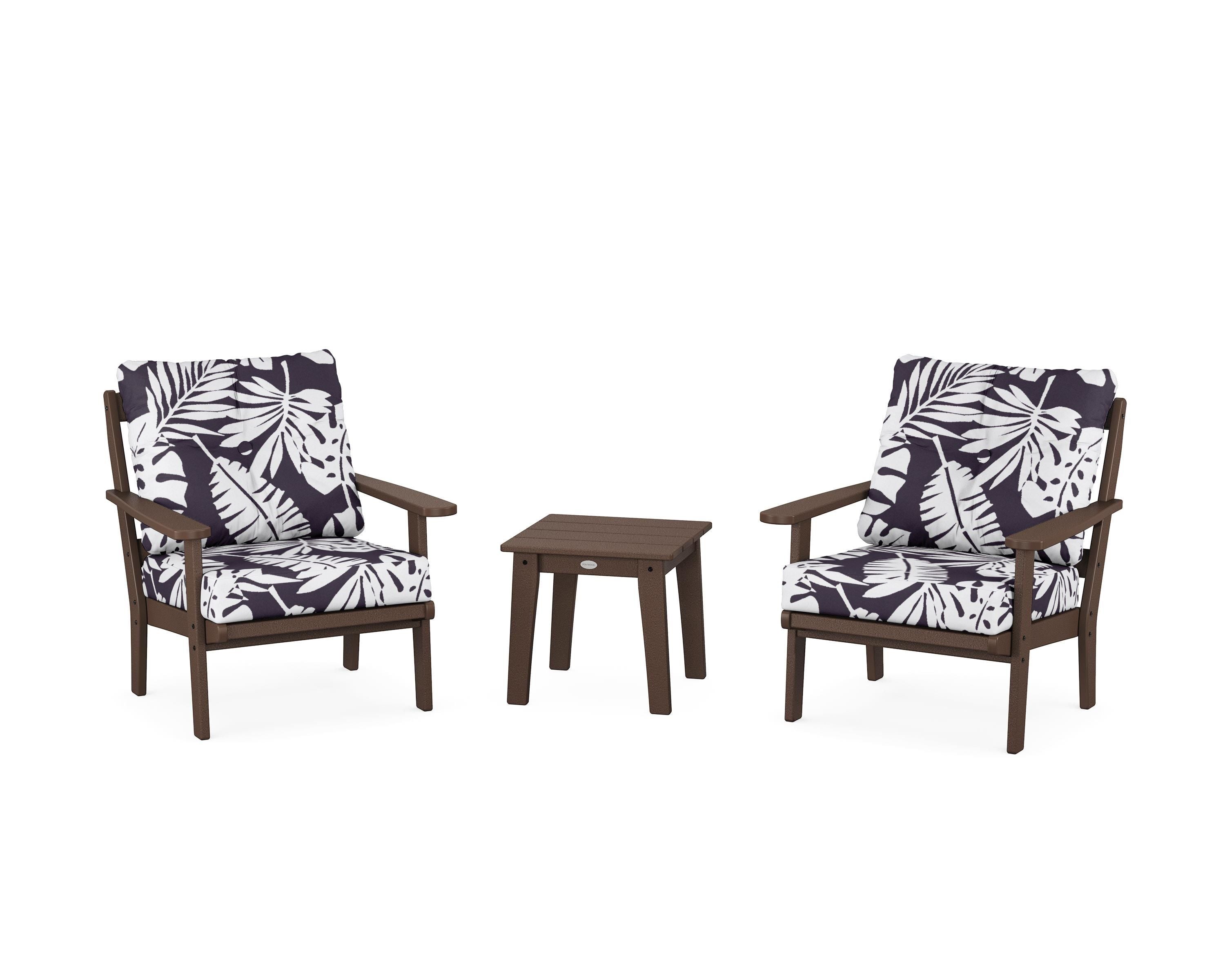 POLYWOOD® Mission 3-Piece Deep Seating Set in Mahogany / Leaf Navy