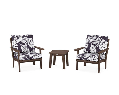 POLYWOOD® Mission 3-Piece Deep Seating Set in Mahogany / Leaf Navy
