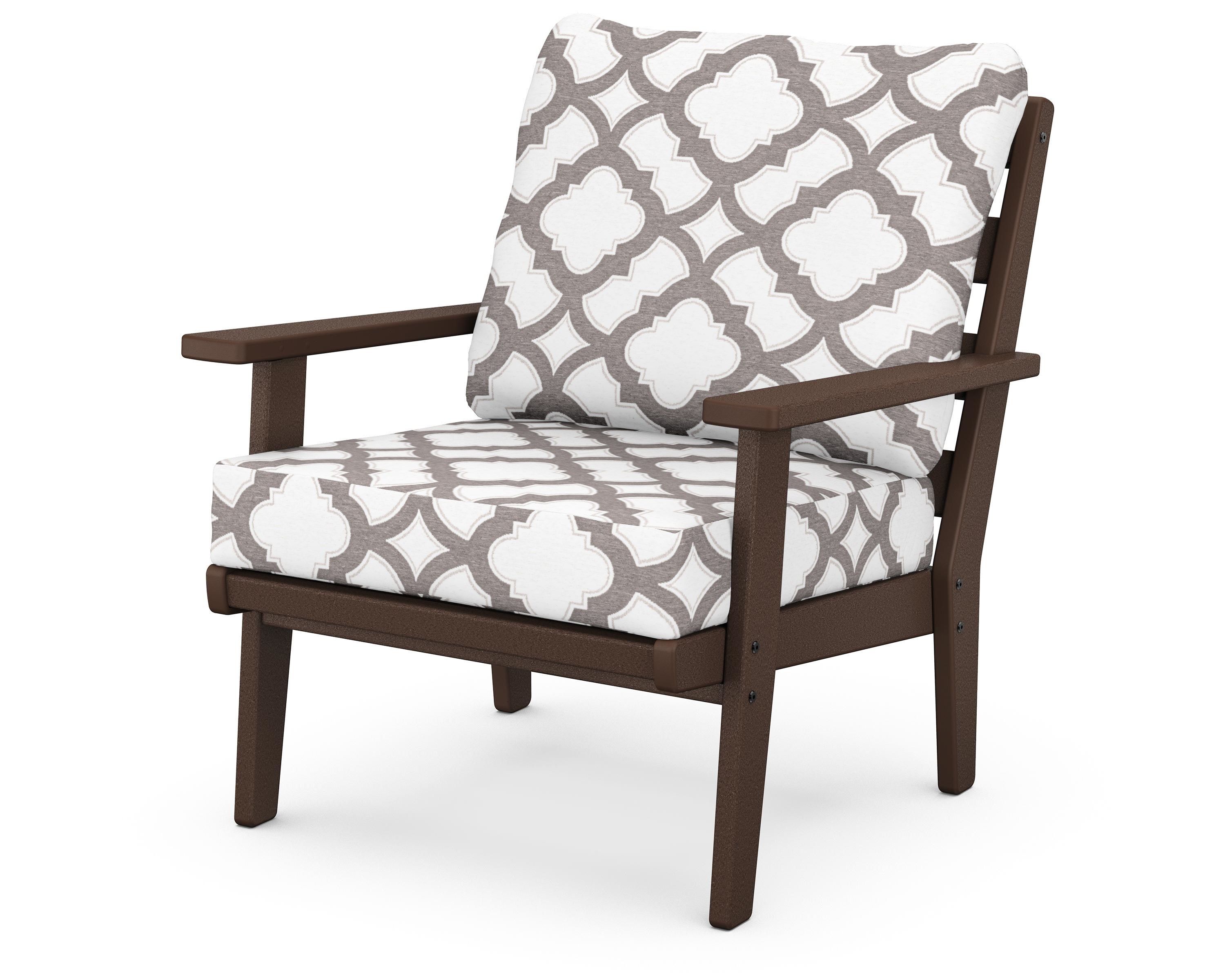 POLYWOOD® Grant Park Deep Seating Chair in Mahogany / Trellis Grey Mist