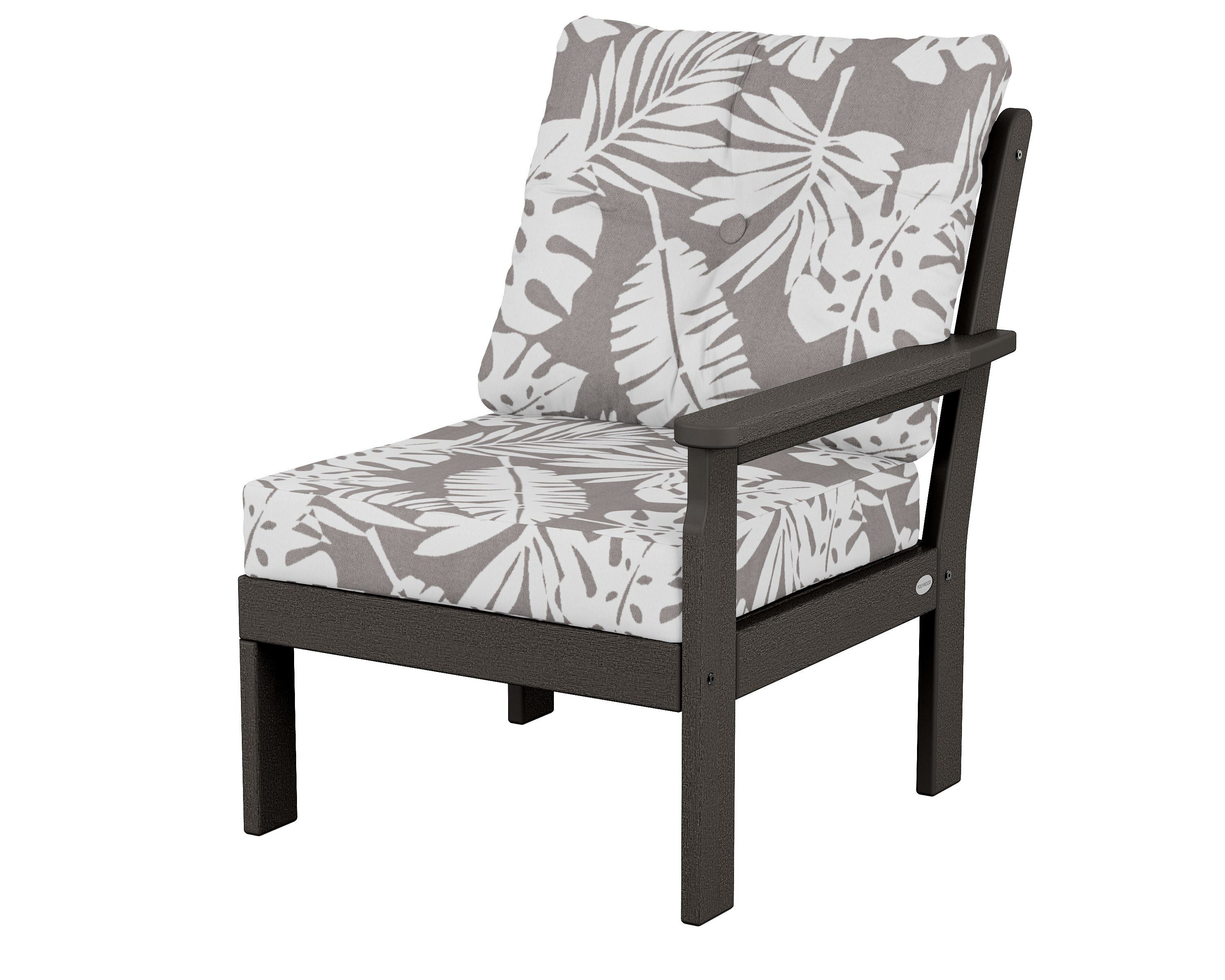 POLYWOOD® Vineyard Modular Right Arm Chair in Vintage Coffee / Leaf Grey Mist