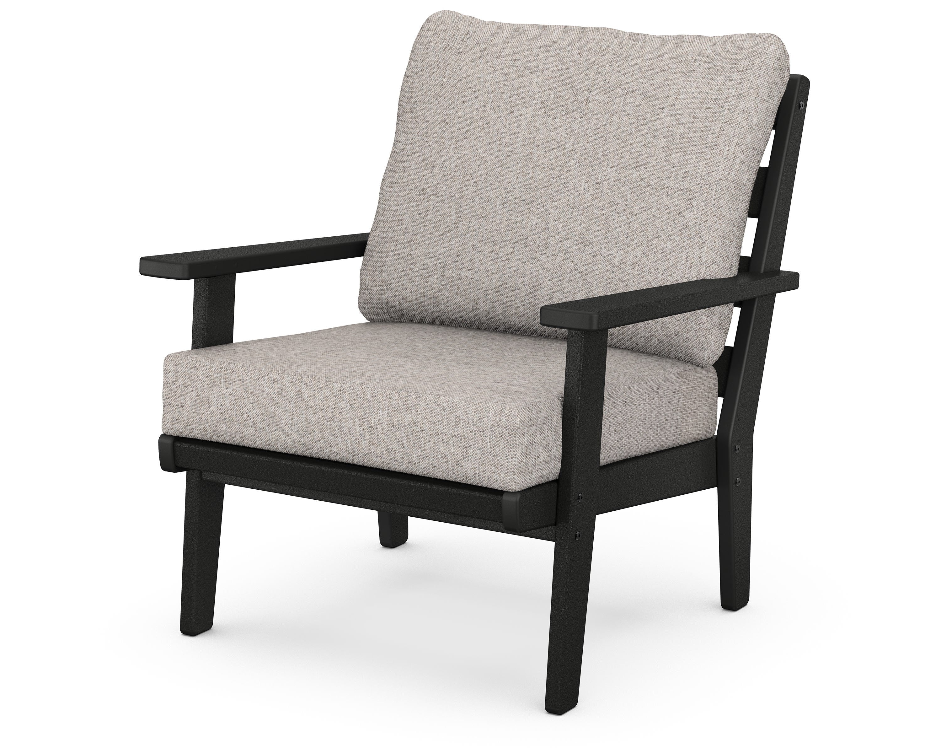 POLYWOOD® Grant Park Deep Seating Chair in Black / Weathered Tweed