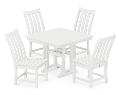 POLYWOOD® Vineyard 5-Piece Farmhouse Trestle Side Chair Dining Set in White