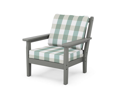 POLYWOOD® Chippendale Deep Seating Chair in Slate Grey / Buffalo Plaid Glacier Spa