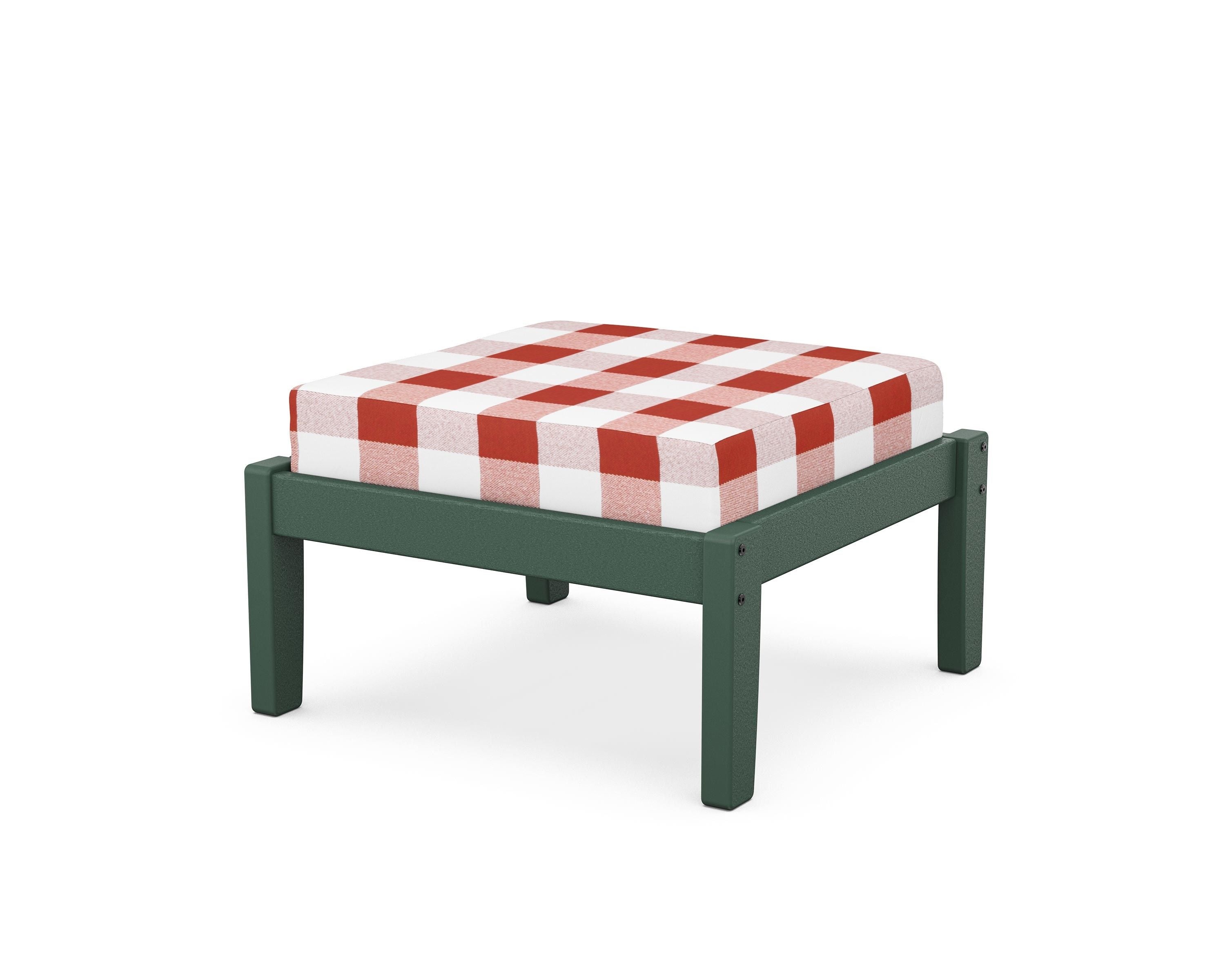 Unbranded Deep Seating Ottoman in Green / Buffalo Plaid Crimson