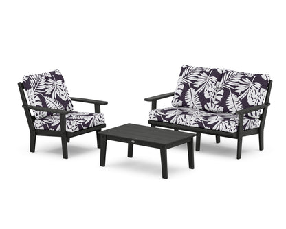 POLYWOOD® Prairie 3-Piece Deep Seating Set with Loveseat in Black / Leaf Navy