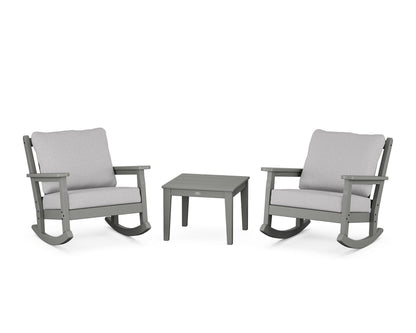 POLYWOOD® Chippendale 3-Piece Deep Seating Rocker Set in Slate Grey / Granite