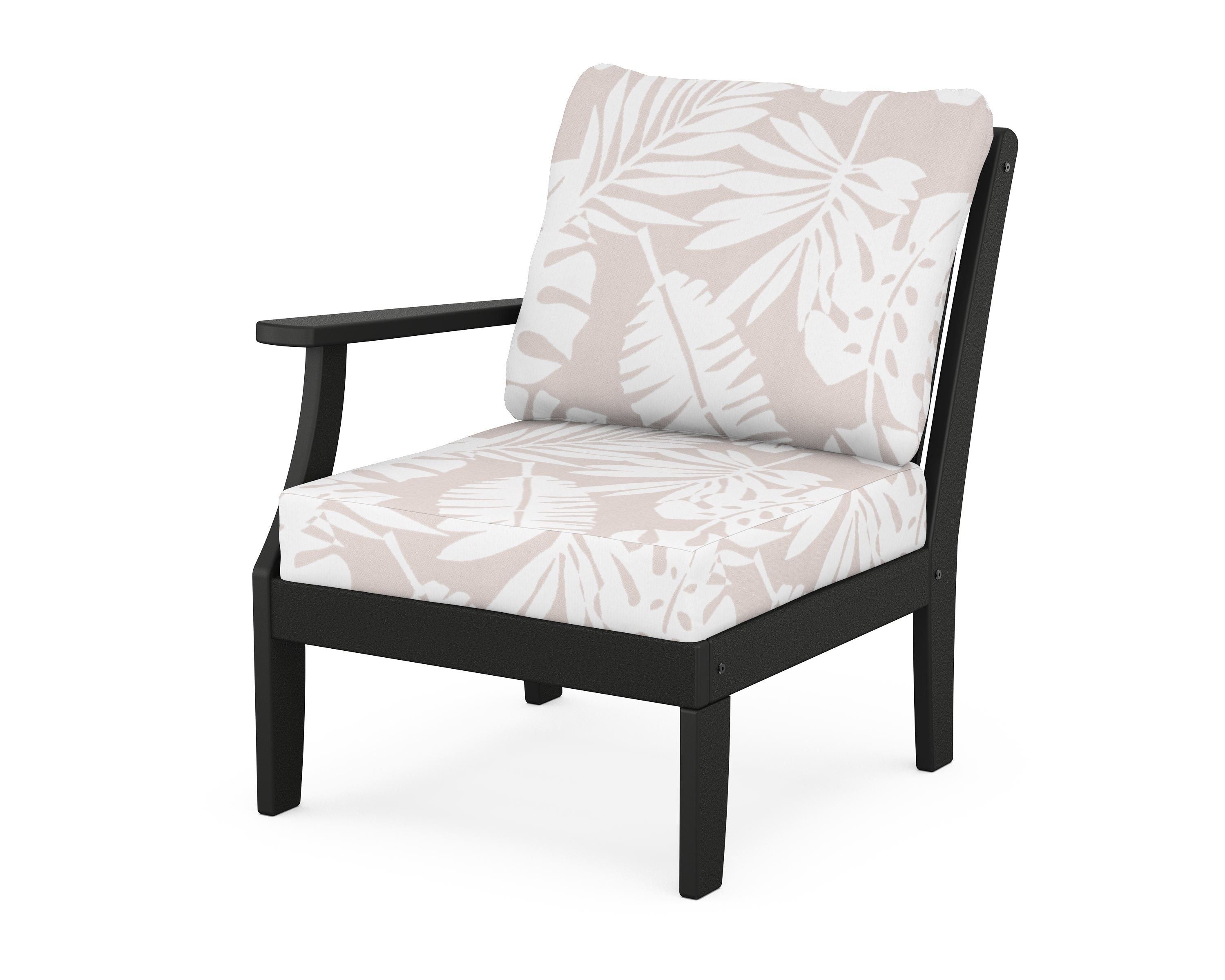 POLYWOOD® Braxton Modular Left Arm Chair in Black / Leaf Dune Burlap