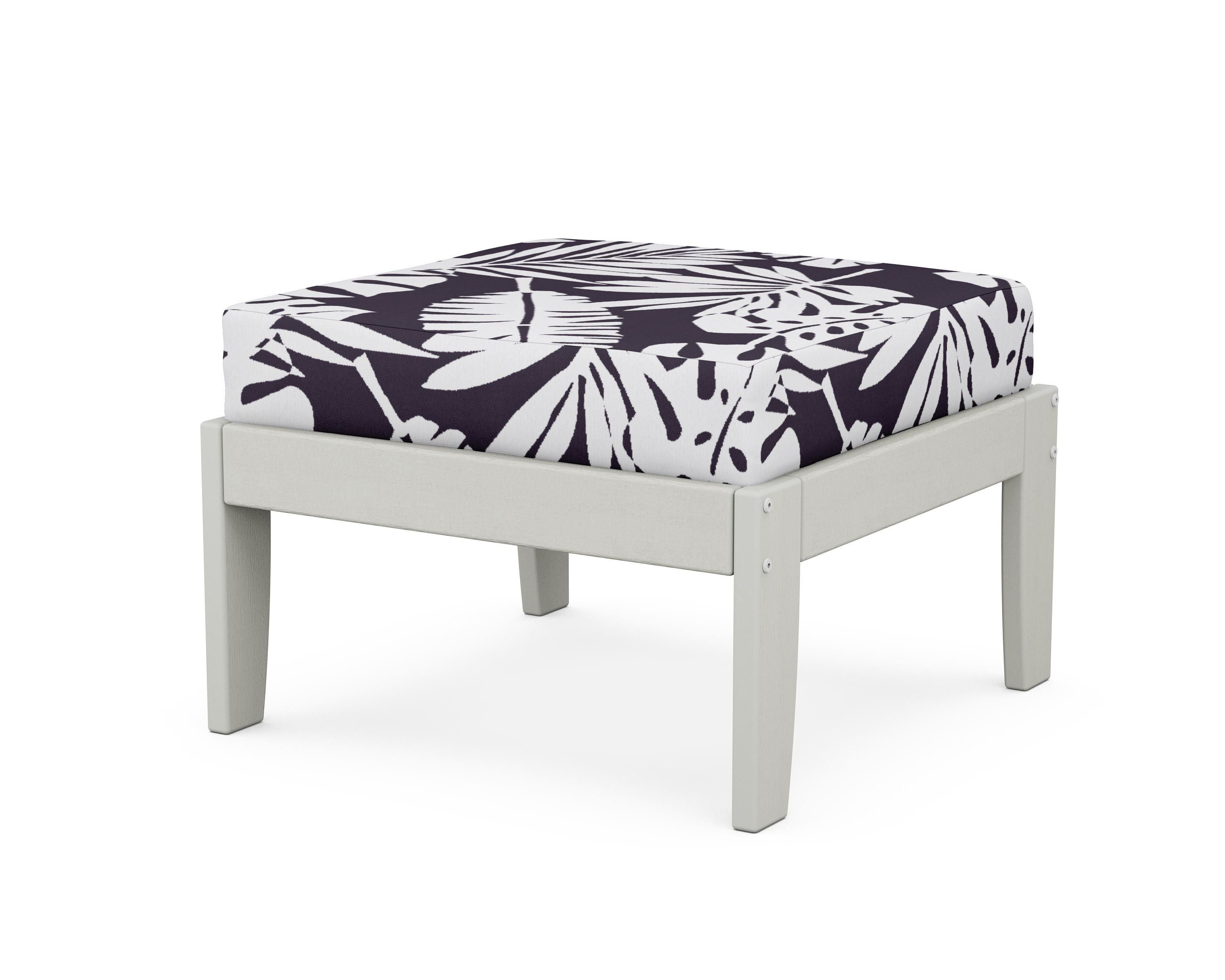 Unbranded Modular Ottoman - Classic in Vintage White / Leaf Navy