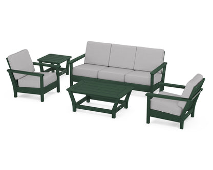 POLYWOOD® Harbour 5-Piece Deep Seating Set in Green / Granite