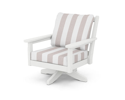 Chippendale Deep Seating Swivel Chair - White