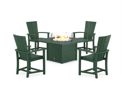 POLYWOOD® Quattro 4-Piece Upright Adirondack Conversation Set with Fire Pit Table in Green