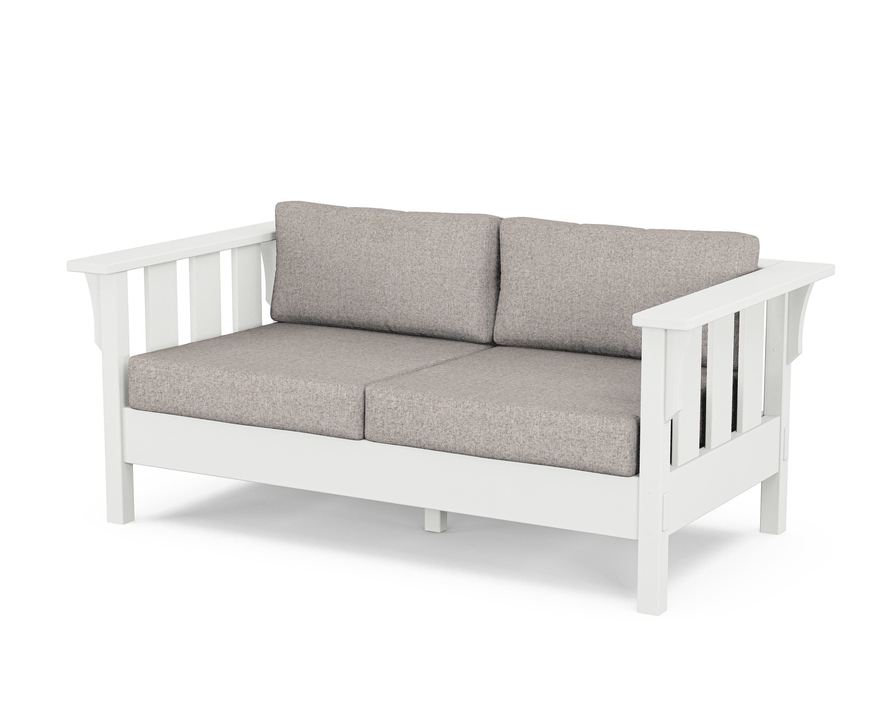 Martha Stewart by POLYWOOD® Acadia Deep Seating Loveseat in White / Weathered Tweed