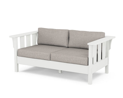 Martha Stewart by POLYWOOD® Acadia Deep Seating Loveseat in White / Weathered Tweed