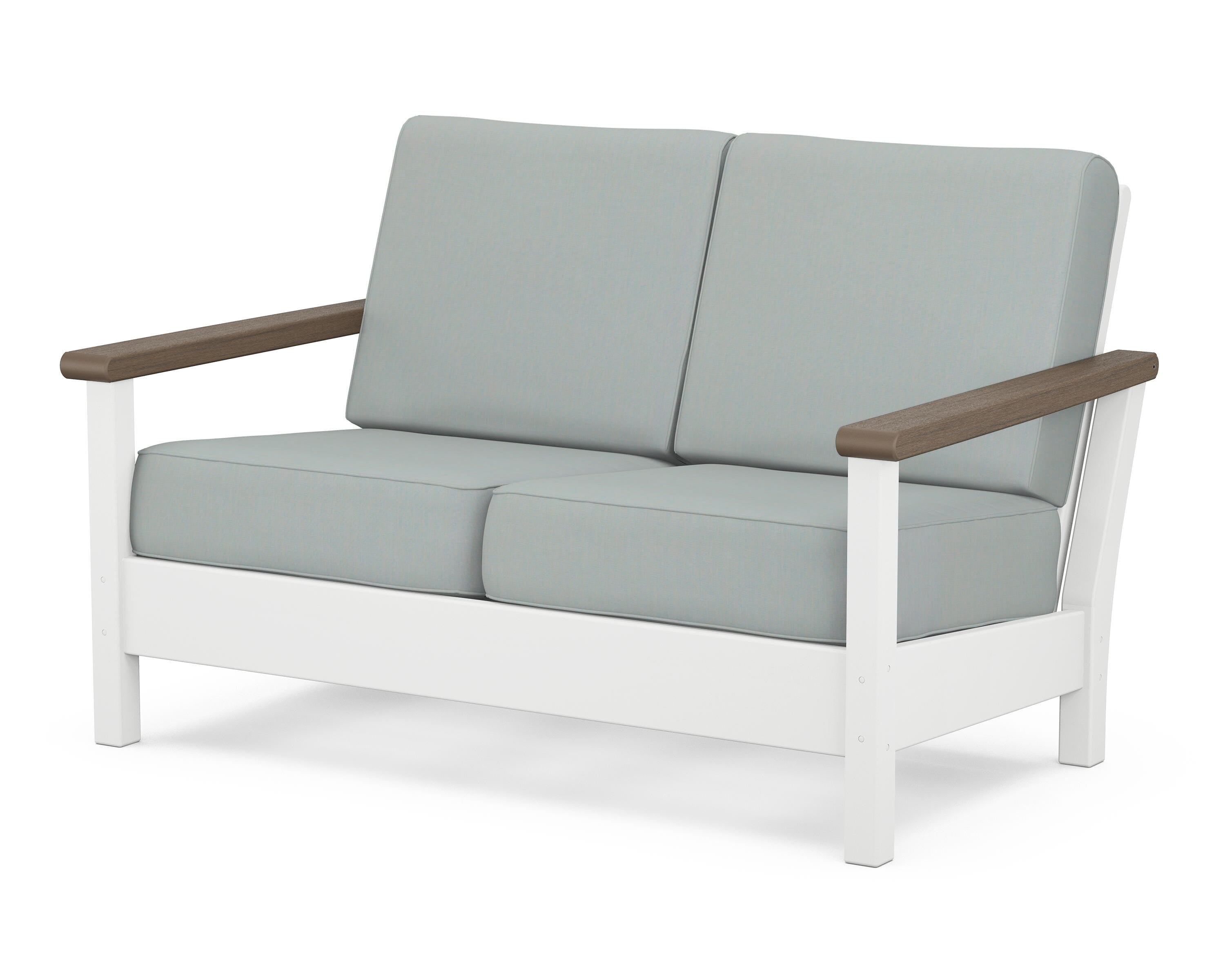 POLYWOOD® Harbour Deep Seating Loveseat in White / Kona / Spa