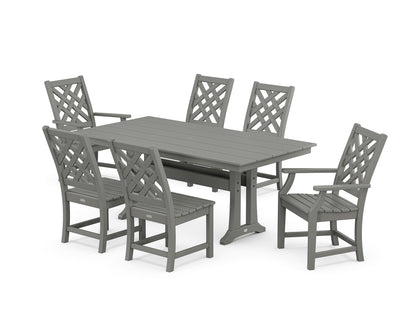Country Living Wovendale 7-Piece Farmhouse Dining Set with Trestle Legs in Slate Grey