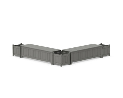 POLYWOOD® 60" Vineyard L- Shaped Planter Storage Bench Corner Set in Slate Grey