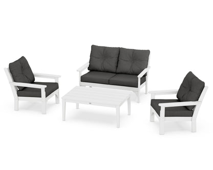 POLYWOOD® Vineyard 4-Piece Deep Seating Set in White / Spectrum Carbon
