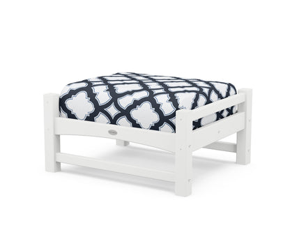 POLYWOOD® Club Ottoman in White / Trellis Marine Indigo