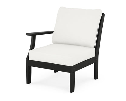 POLYWOOD® Braxton Modular Left Arm Chair in Black / Natural Linen