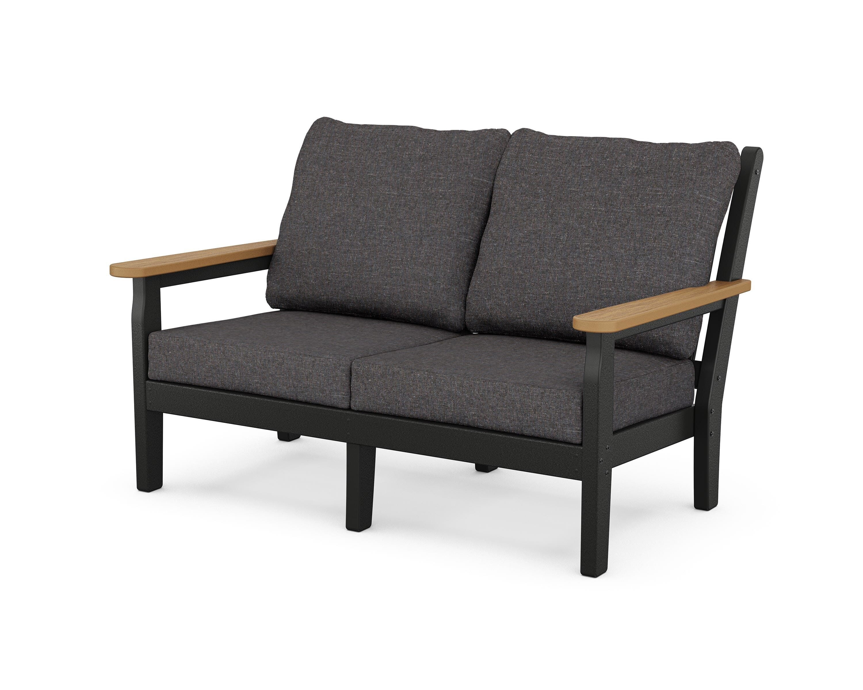 POLYWOOD® Chippendale Deep Seating Loveseat in Black / Natural / Ash Charcoal