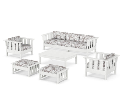 Martha Stewart by POLYWOOD® Acadia 6-Piece Lounge Sofa Set in White / Leaf Grey Mist