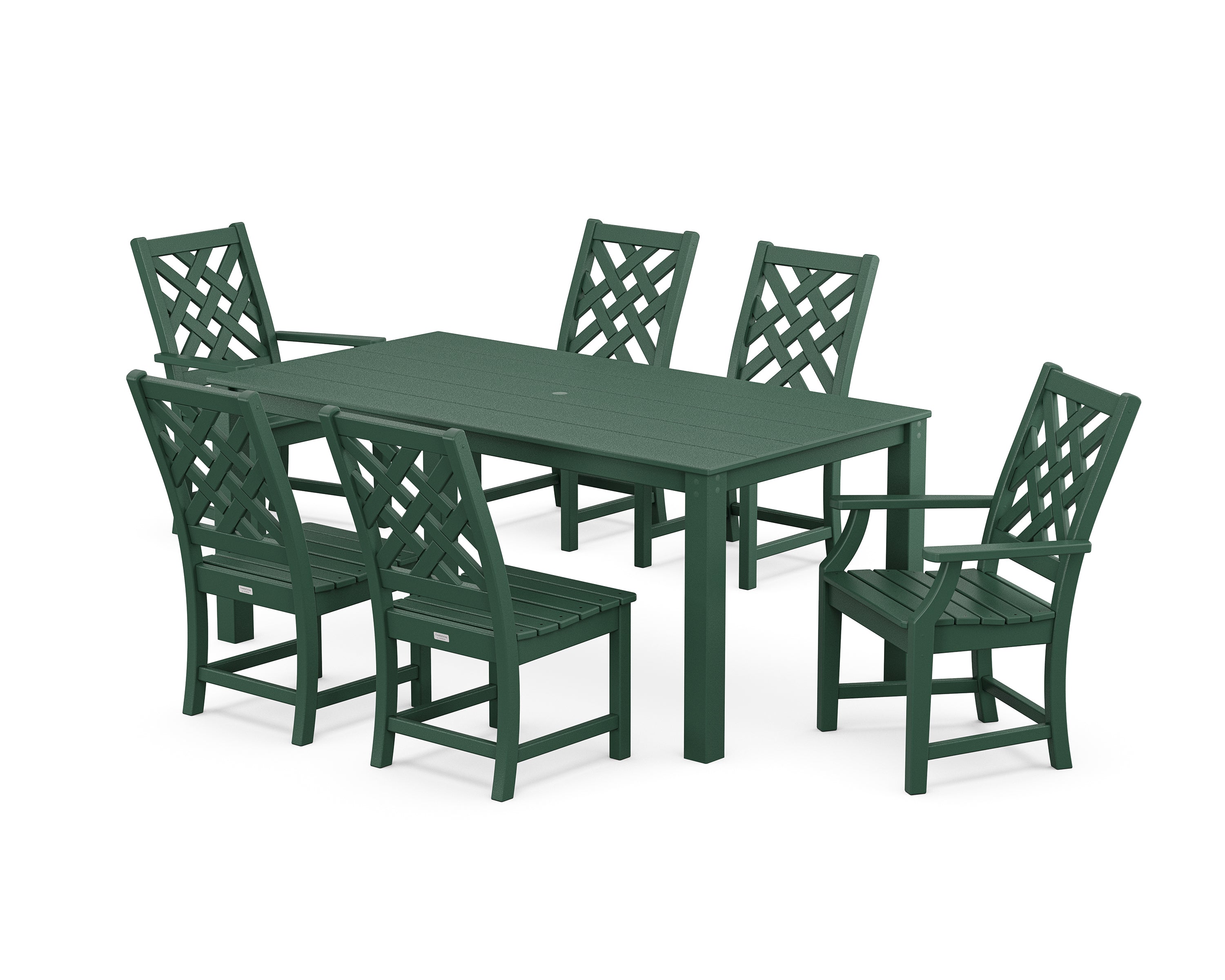 Country Living Wovendale 7-Piece Parsons Dining Set in Green