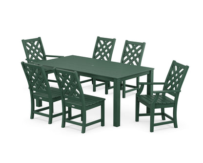 Country Living Wovendale 7-Piece Parsons Dining Set in Green