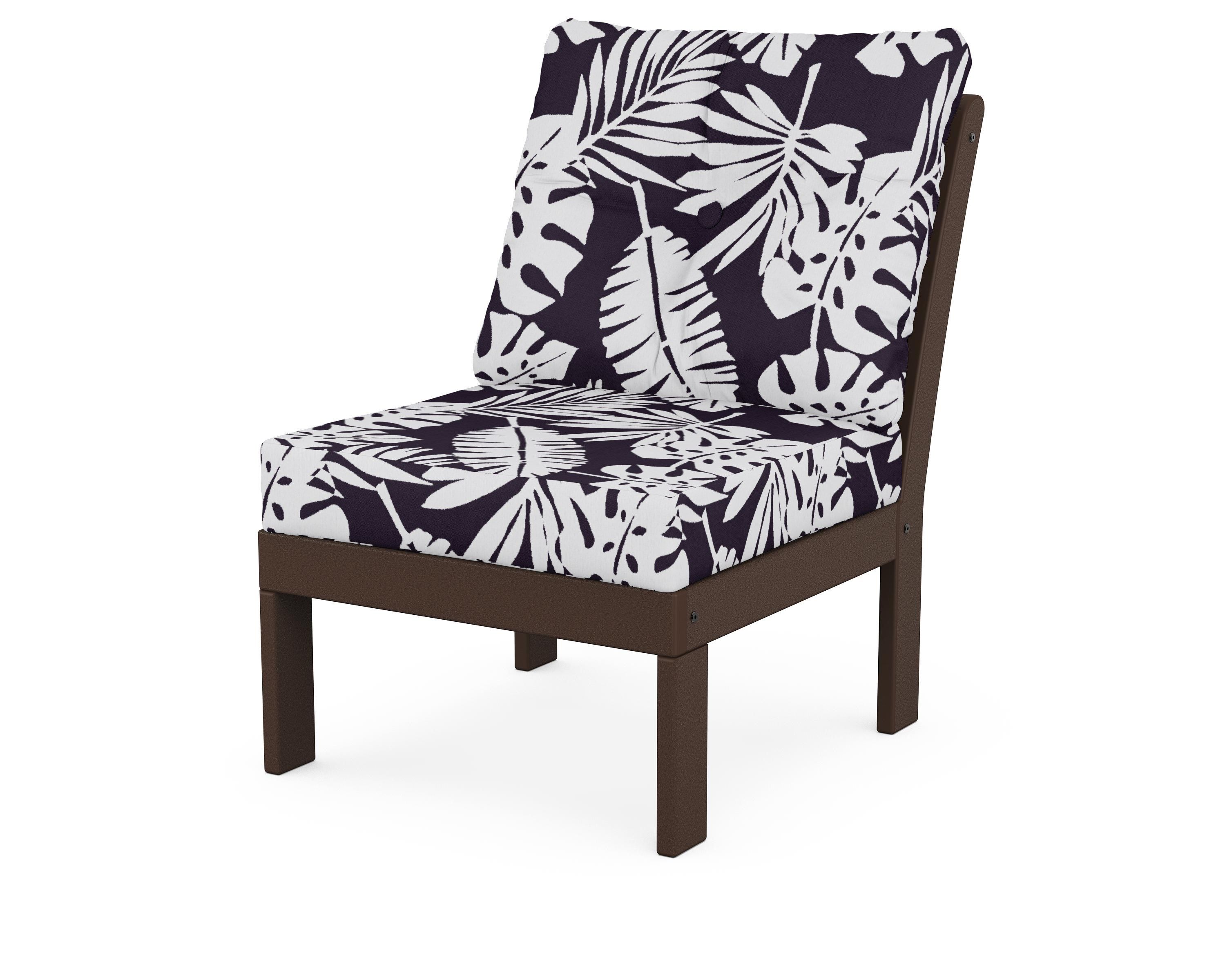 POLYWOOD® Vineyard Modular Armless Chair in Mahogany / Leaf Navy