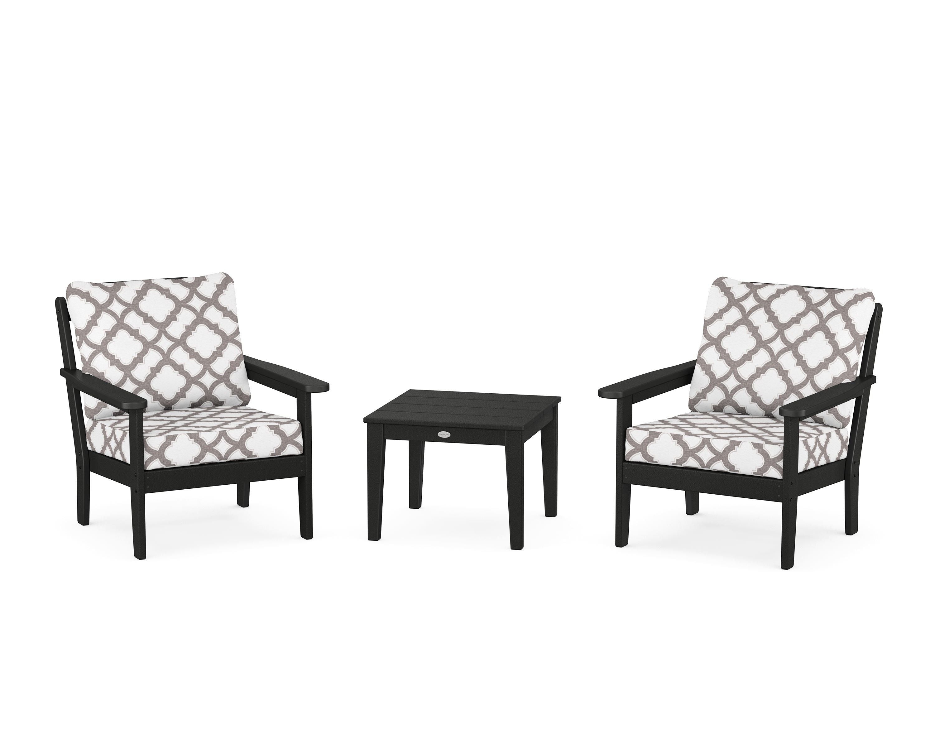 Country Living Cottage 3-Piece Deep Seating Set in Black / Trellis Grey Mist