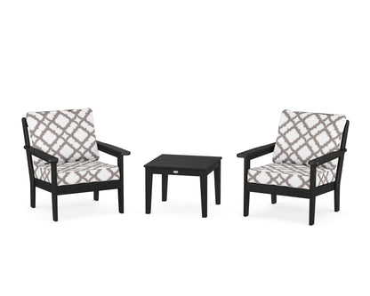 Country Living Cottage 3-Piece Deep Seating Set in Black / Trellis Grey Mist