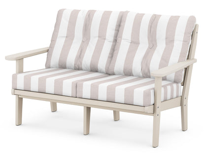 POLYWOOD® Lakeside Deep Seating Loveseat in Sand / Cabana Stripe Dune Burlap